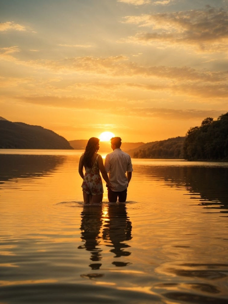 Sunset Couple In Water 1