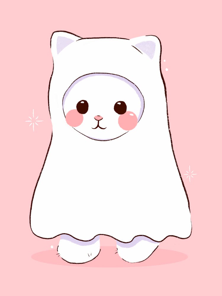 Ghost Cat - Cute Trinket Inspired Halloween Art