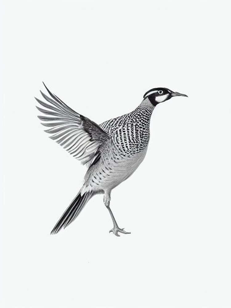 Pheasant B&W Pencil Drawing 2 Bird