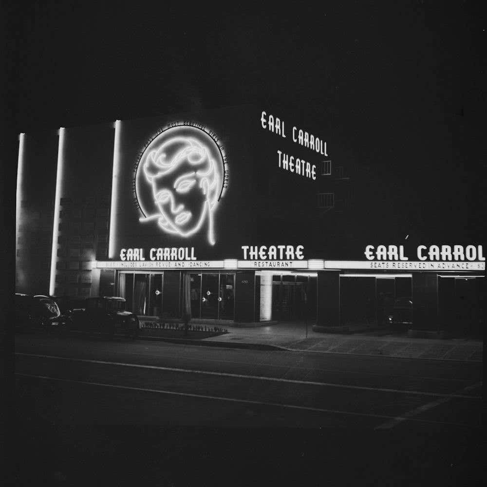Hollywood, California,Neon Signs At The Famous Earl Carroll Theater By Russell Lee