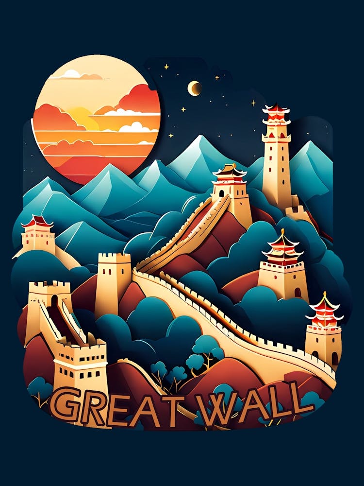 Skyline Night Great Wall Of China