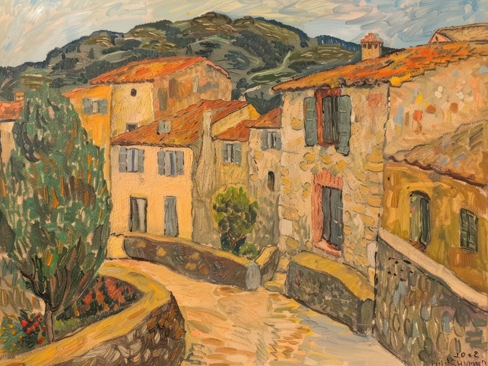 Whispers Of The Village Painting Inspired By Paul Cezanne