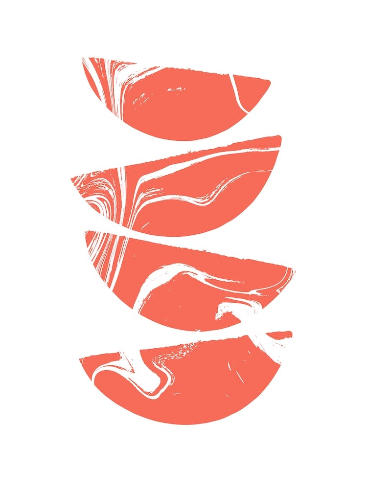 Stacked Marble Bowls In Red