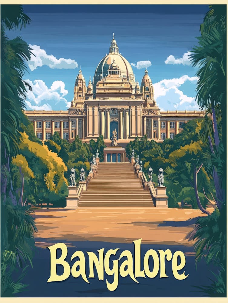 Aihrgdesign A Vintage Travel Poster Of Bangalore Featuring Th 6b66d9bf 6f71 4888 B2c6 Bf8062463e6e 2