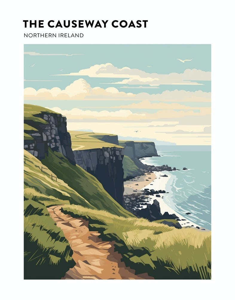 The Causeway Coast Way Northern Ireland 1 Hiking Trail Landscape Poster
