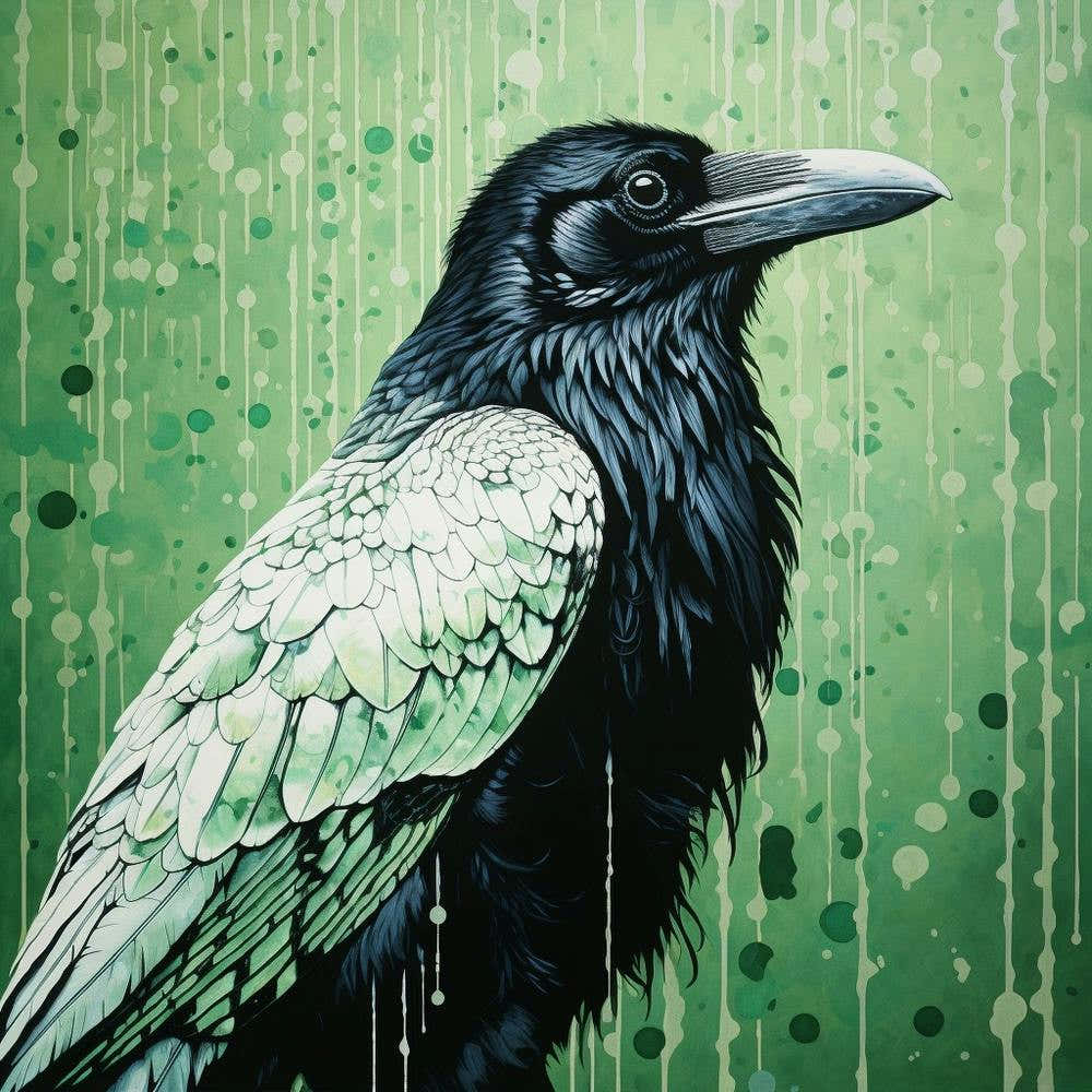 Ohara Koson Inspired Bird Painting Raven 3 Square