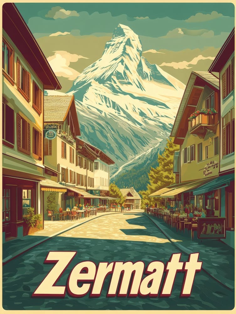 Aihrgdesign A Retro Travel Poster For Zermatt 3