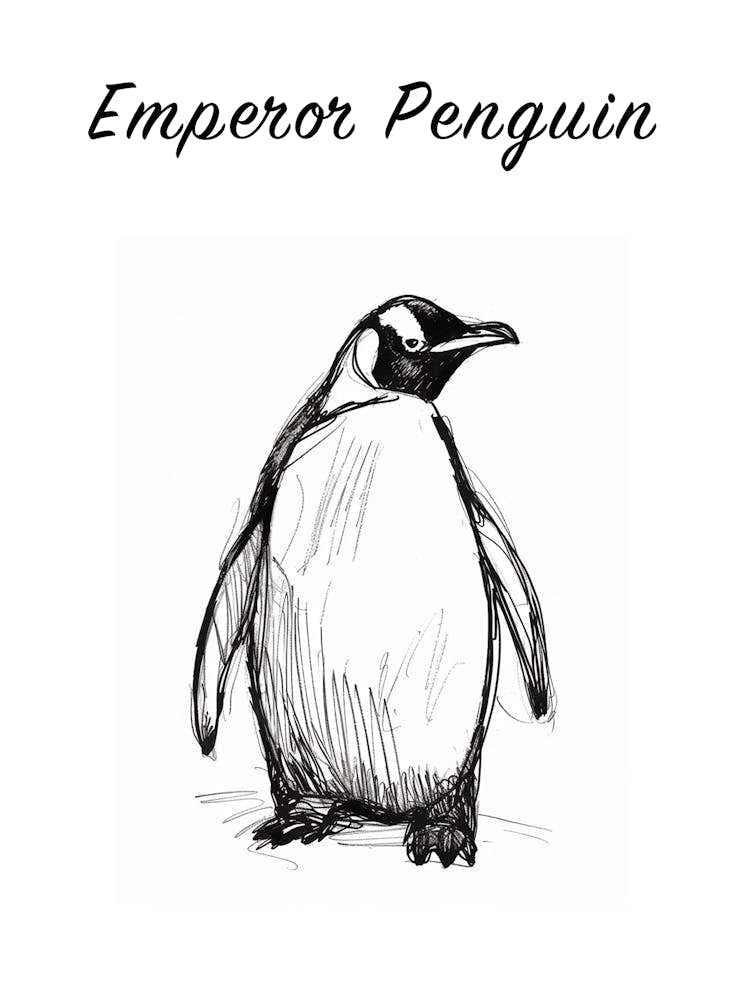B&W Emperor Penguin Poster