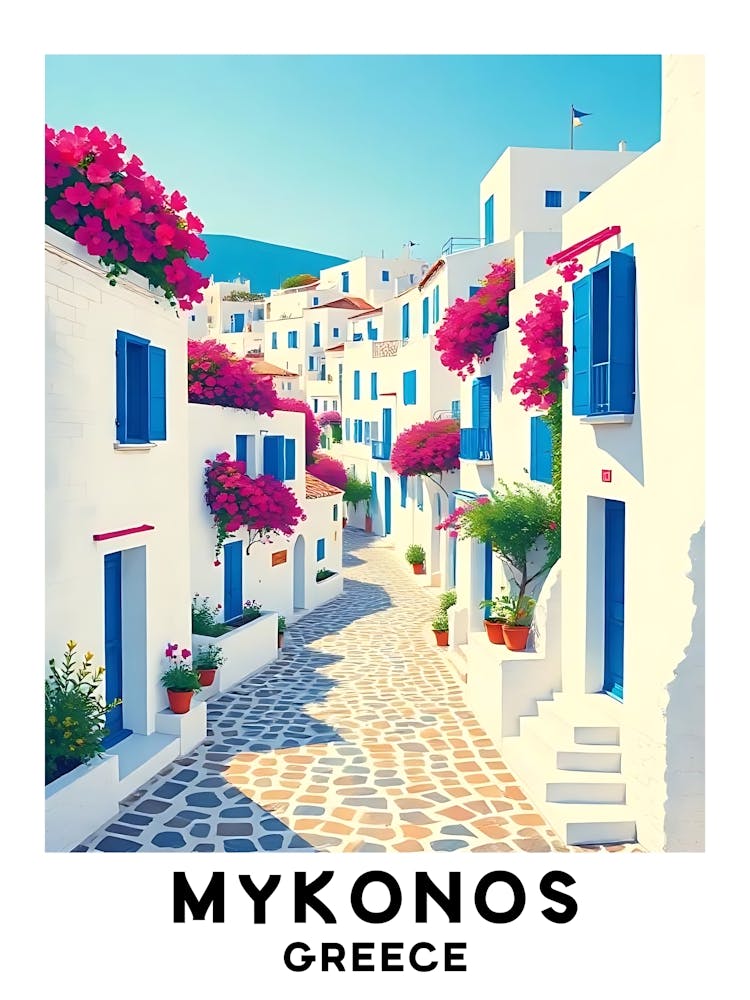 Mykonos - Greece Vintage Travel Poster 13