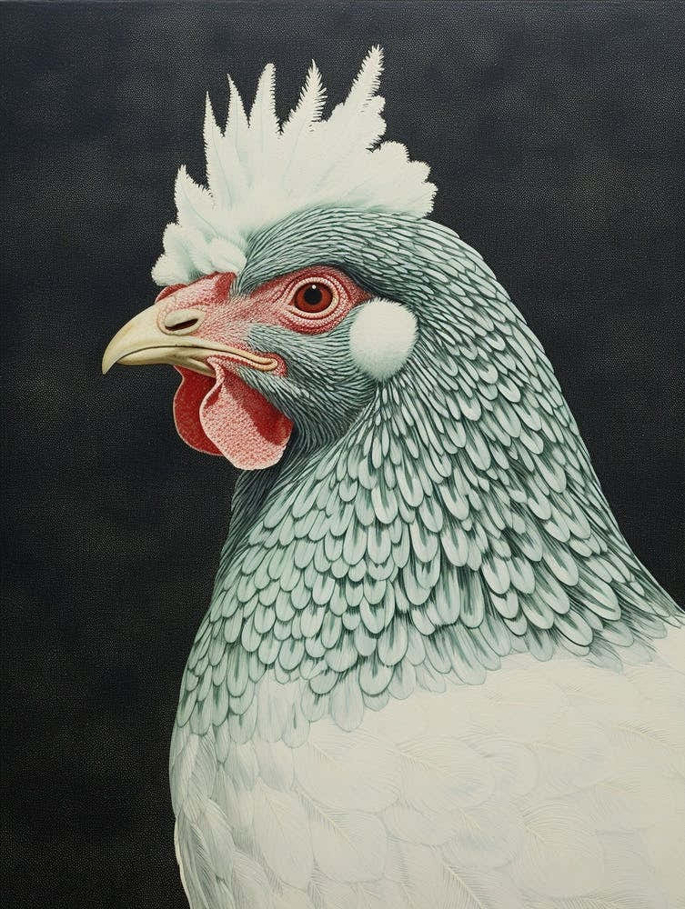 Ohara Koson Inspired Bird Painting Chicken 8