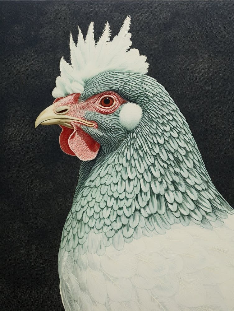 Ohara Koson Inspired Bird Painting Chicken 8