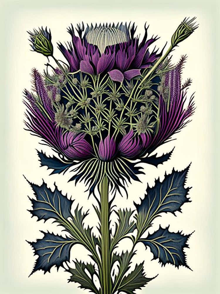 Thistle Floral Botanical Vintage Poster Flower