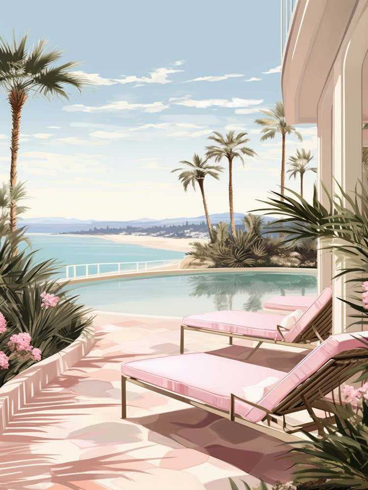 An Illustration In Pink Tones Of Palm Beach Australia 1