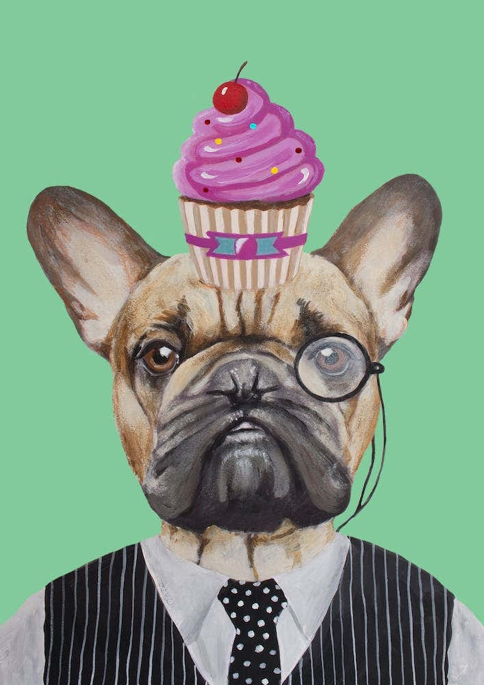 French Bulldog With Cupcake