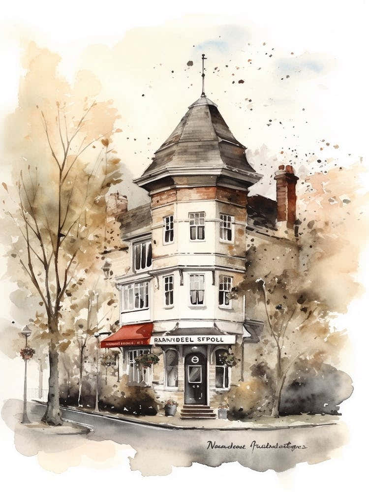 Wanstead London Neighborhood, Watercolour 3