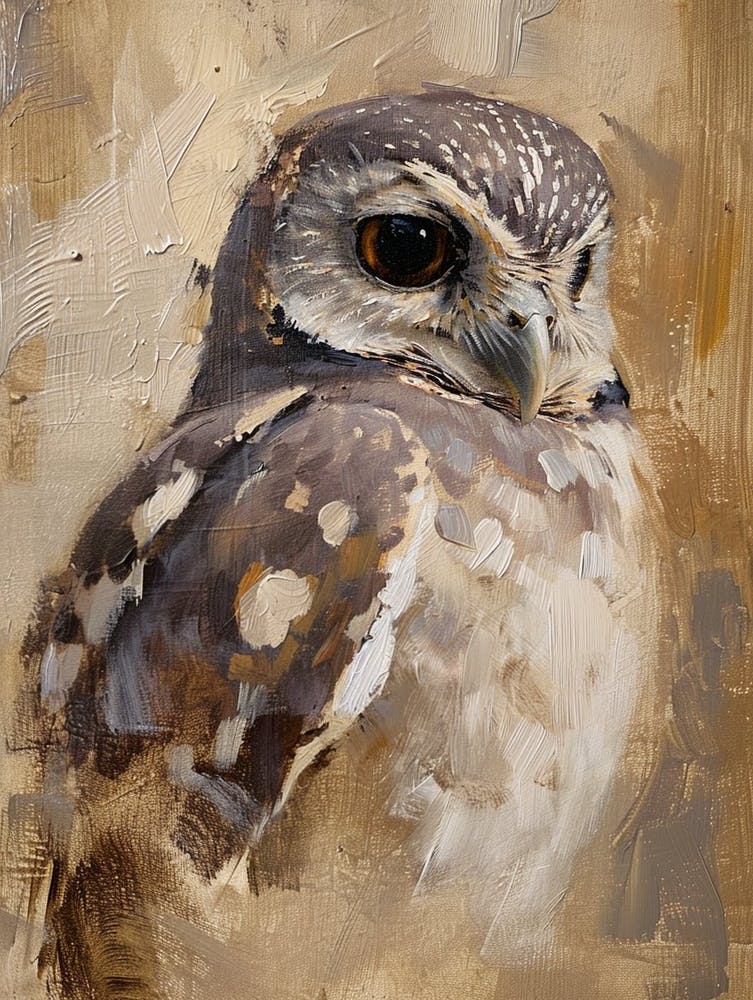 Collared Scops Owl Painting 1