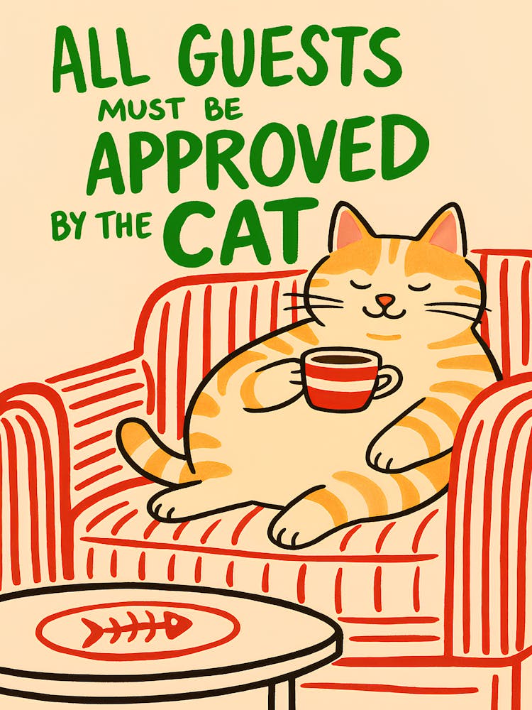 All Guests Must Be Approved By The Cat Wall Decor