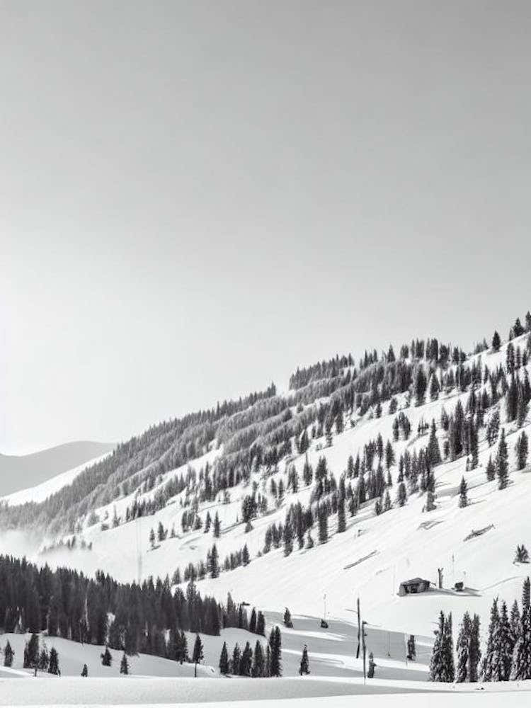 Gudauri, Georgia Black And White Skiing Poster