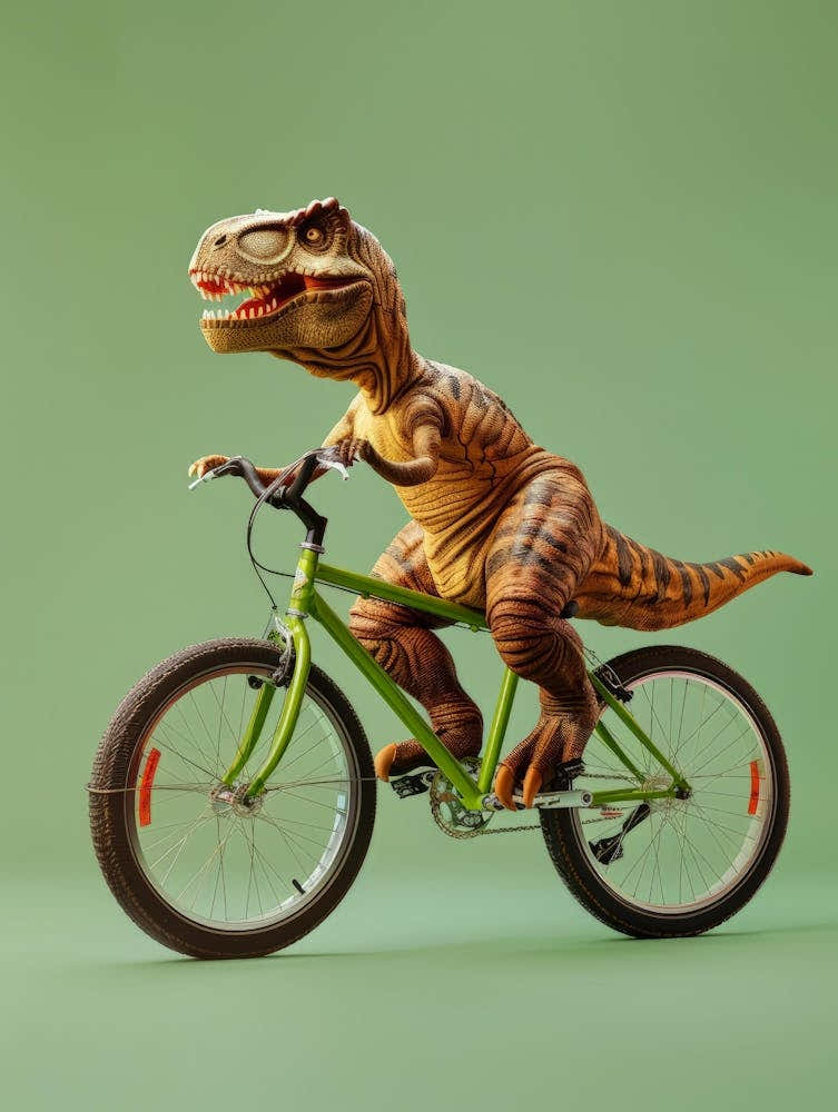 Dinosaur Riding A Bike 1