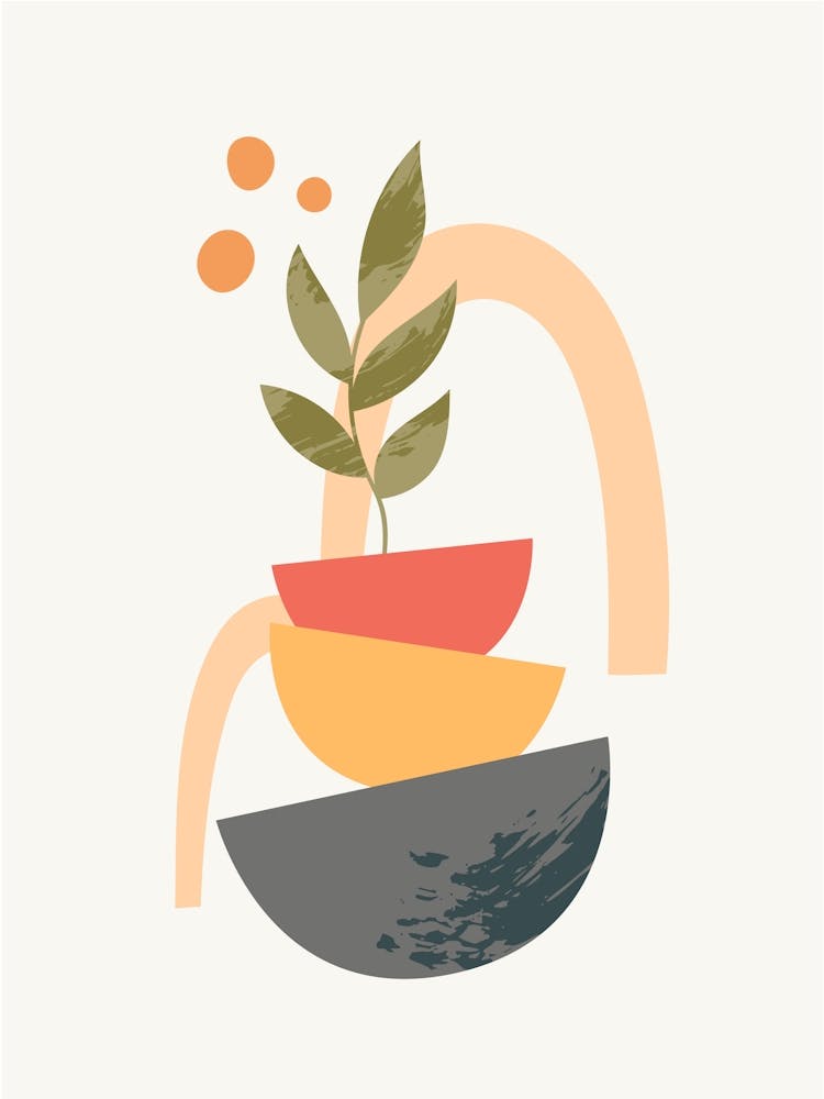 Boho Abstract Vase Flowers Scandi Decor B