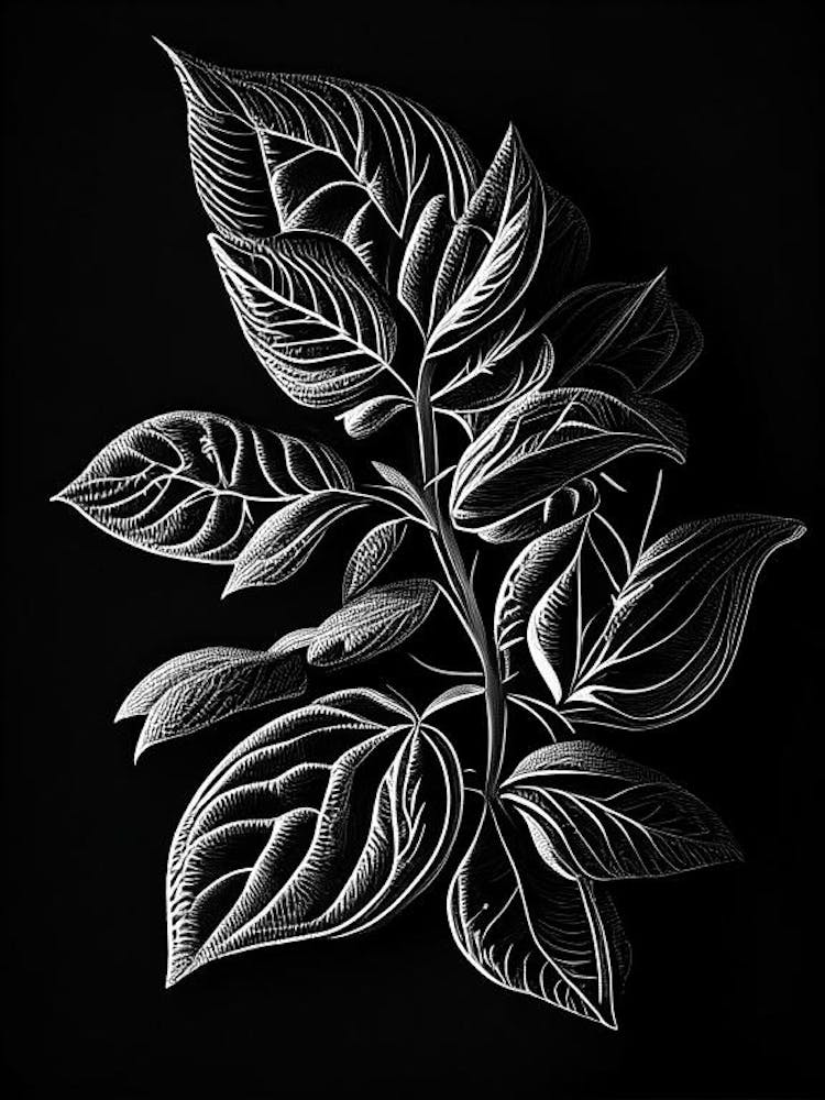 Oregano Leaf Linocut 4