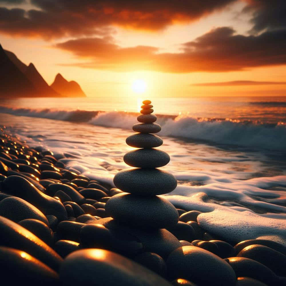 Balancing Stone at sunset 1