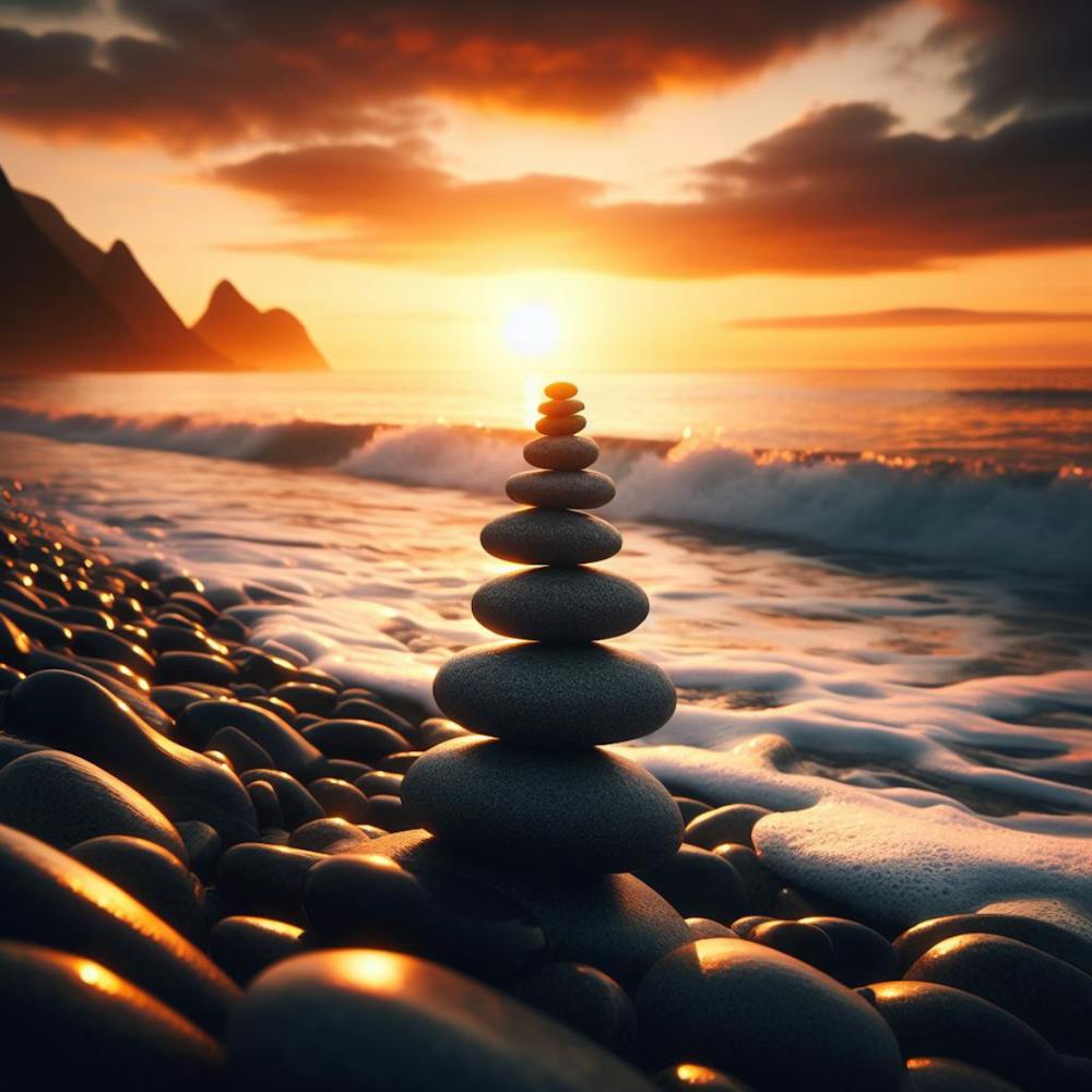 Balancing Stone at sunset 1