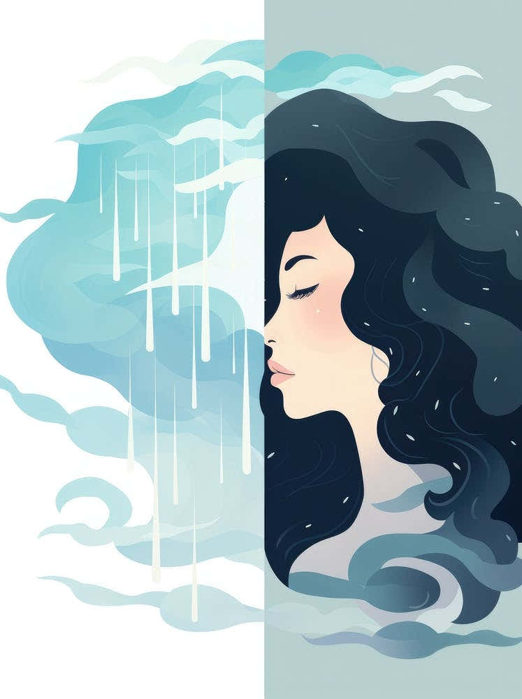 Illustration Of A Woman In The Water