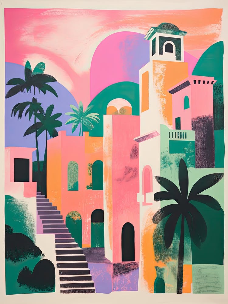 Amalfi Coast In Risograph Style 1