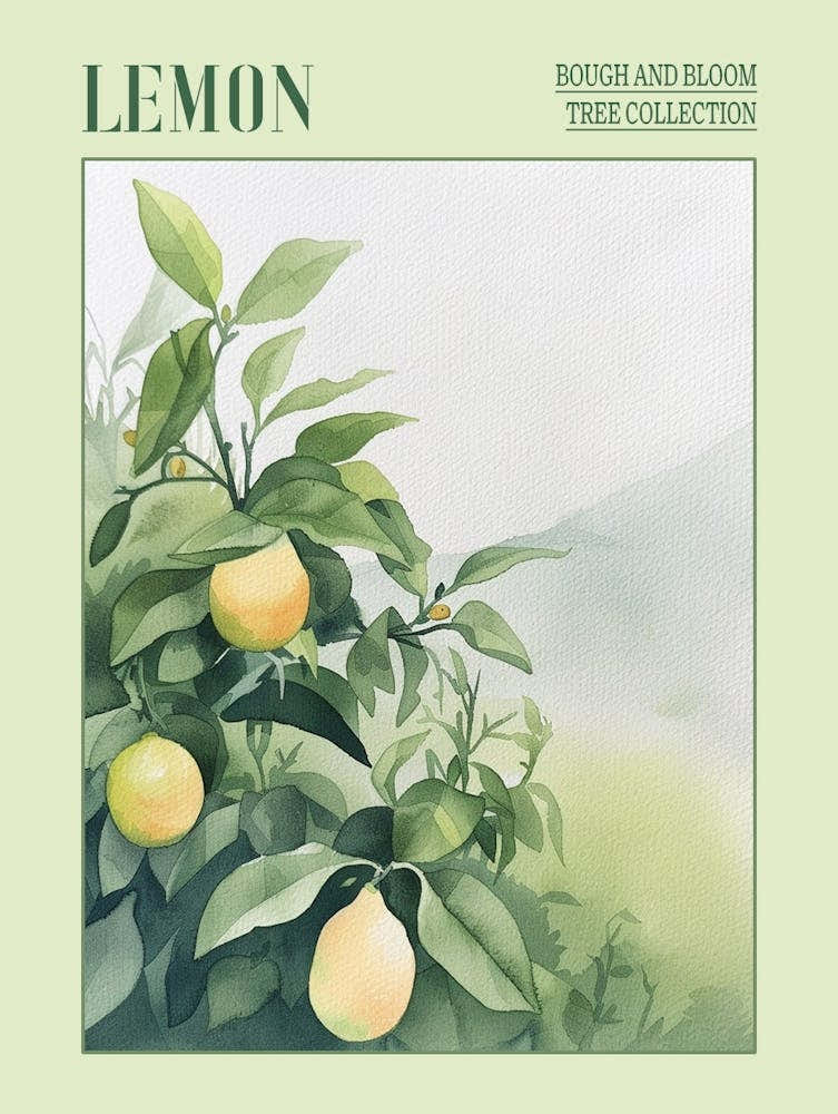 Lemon Tree Atmospheric Watercolour Painting 2 Poster