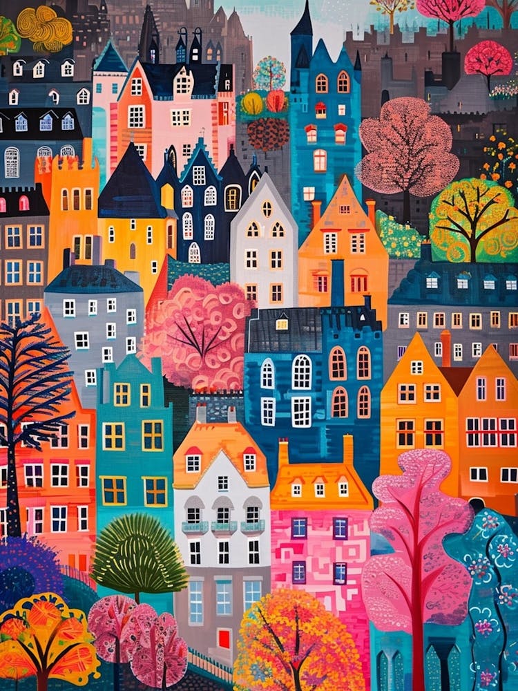 Kitsch Colourful Edinburgh Cityscape 2