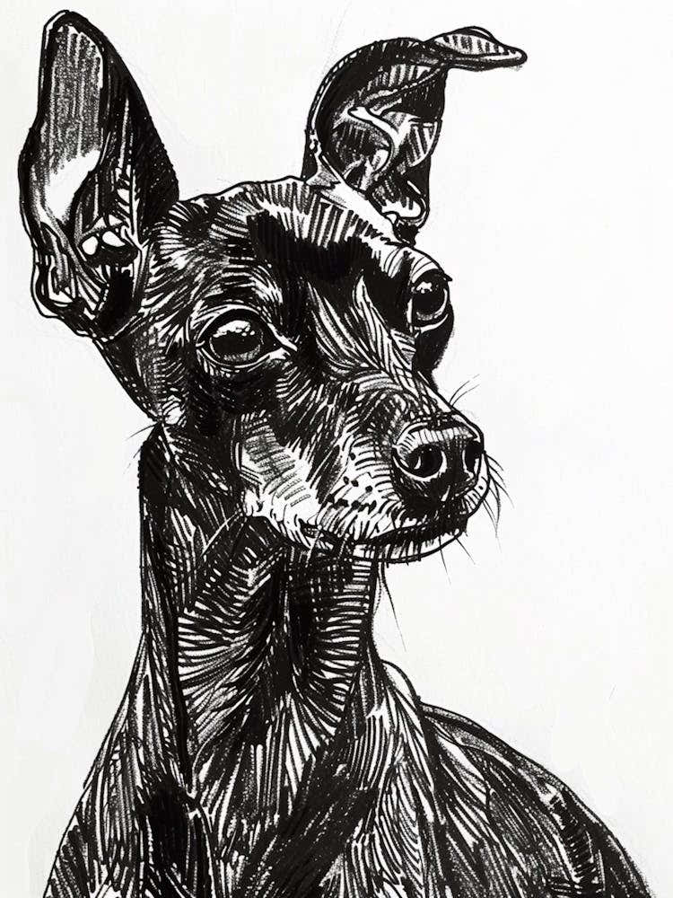 Miniature Pinscher Dog Line Sketch 1