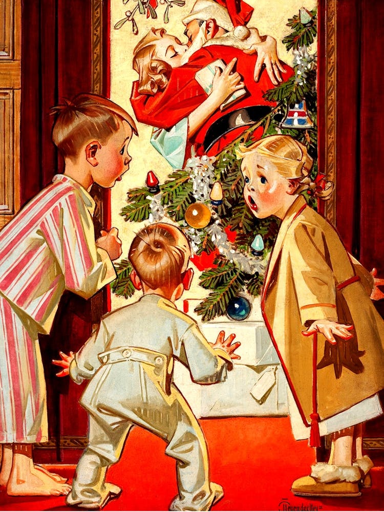 Santa Claus Is Kissing Mam