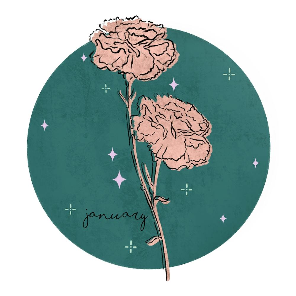 January Birth Flower Square