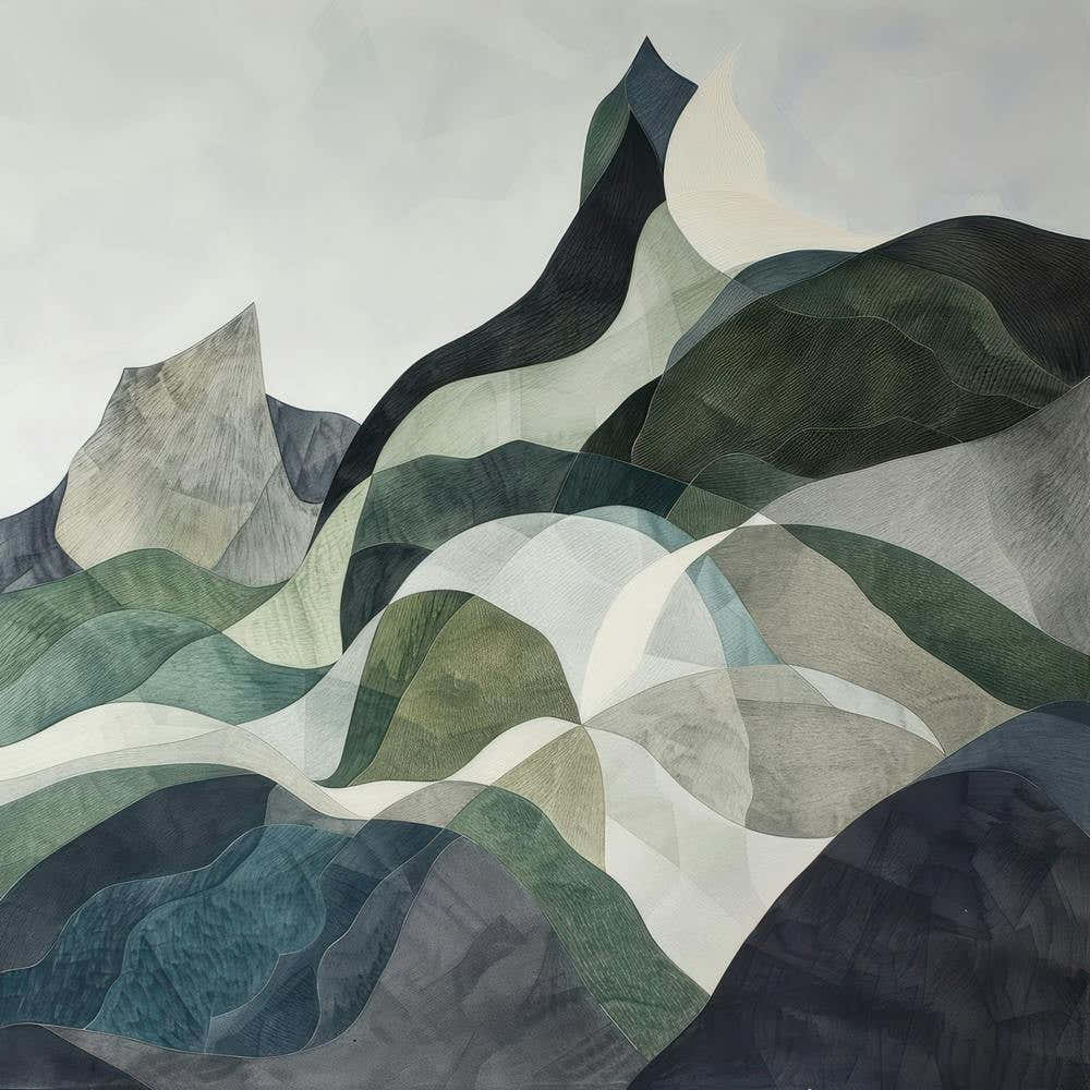 Japanese Watercolour Of Mount Hiuchi 1