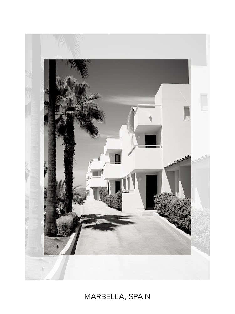 Poster Of Marbella, Spain, Black And White Old Photo 4
