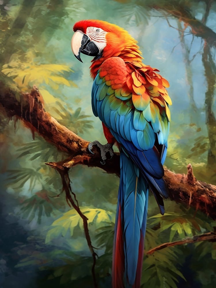 Vibrant Plumage: Parrot Jungle Bird Print