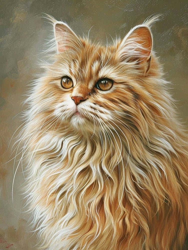 Turkish Angora Cat Relief Illustration 3