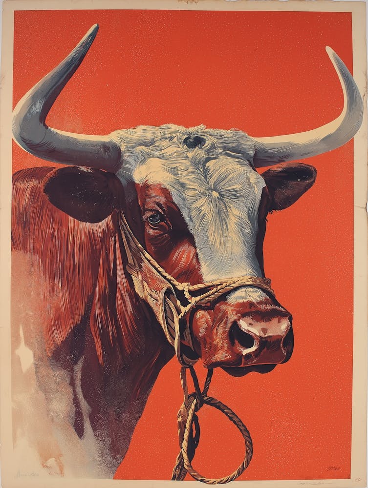 Vintage Texas Longhorn Bull Poster
