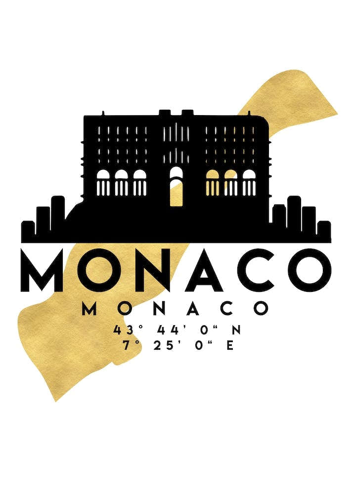 Monaco Silhouette City Skyline Map