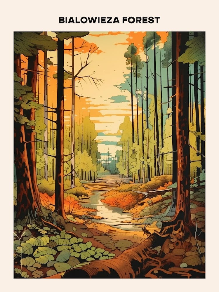 Bialowieza Forest Midcentury Travel Poster