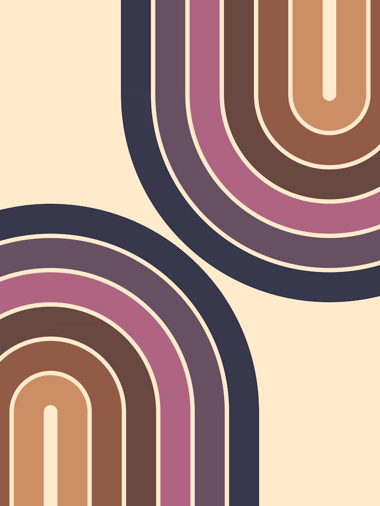 Midcentury Modern Geometric Rainbow C5 In Rustic Earthy Purple Blue 01