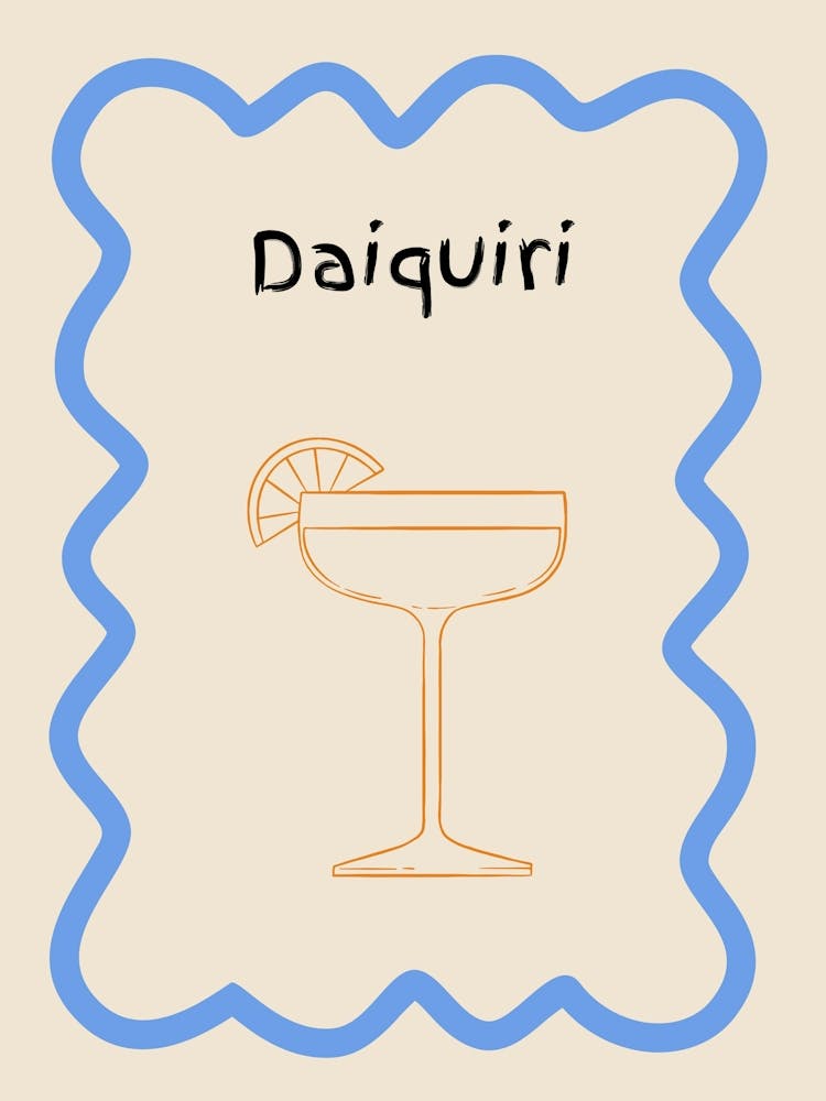 Daiquiri Doodle Poster Blue & Orange