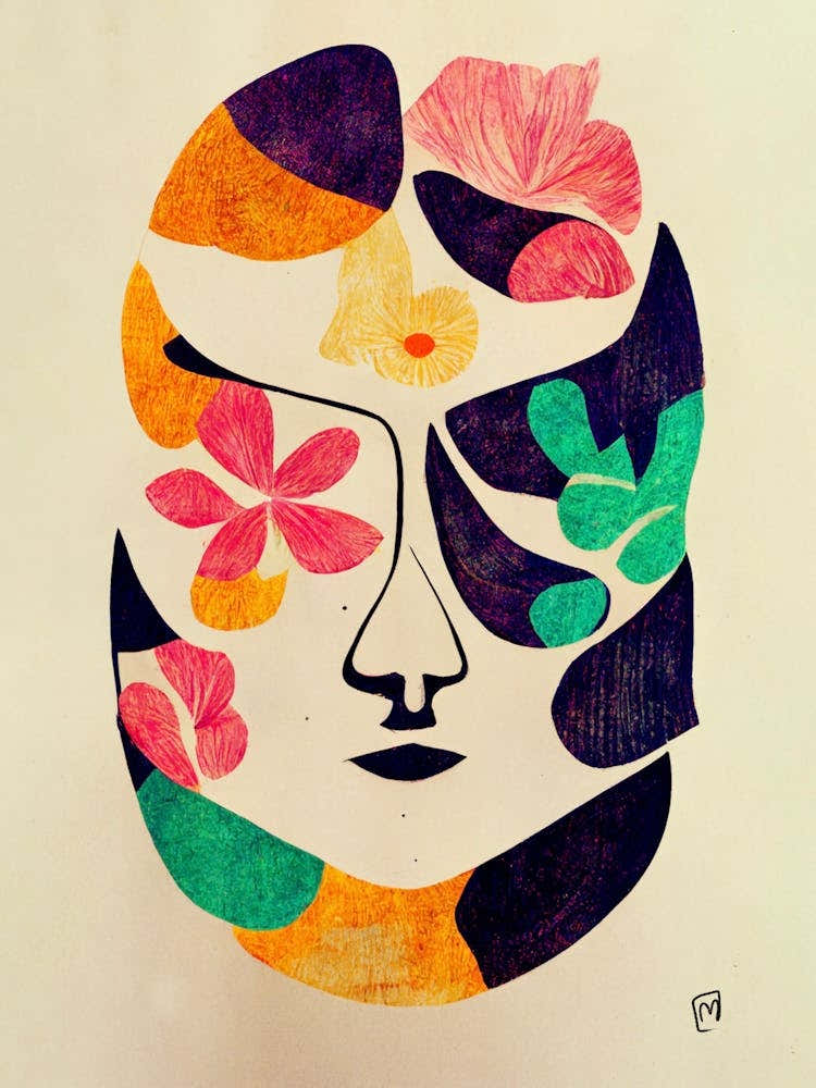 Abstract Floral Botanical Face 2