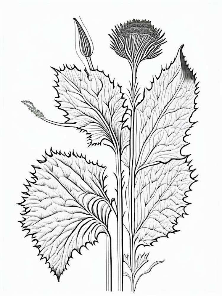 Burdock Herb William Morris Inspired Line Drawing 2