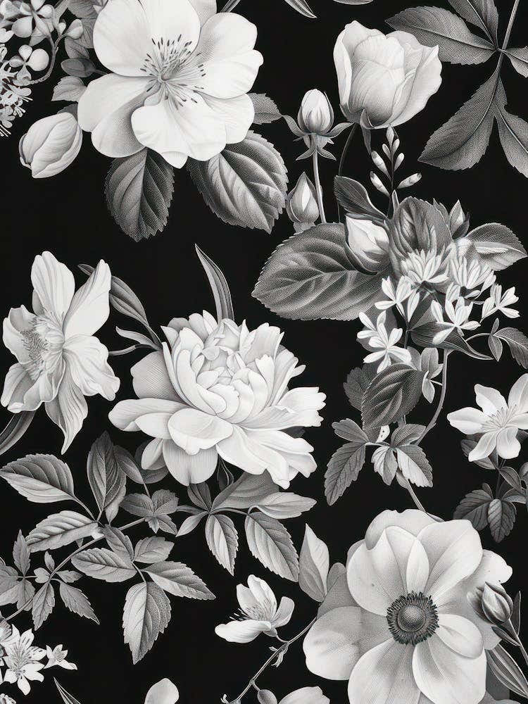 Great Japan Hokusai Monochrome Flowers 135