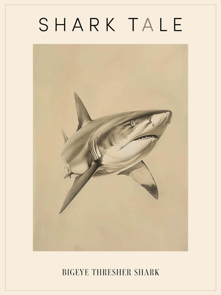 Bigeye Thresher Shark Vintage Illustration 3 Poster