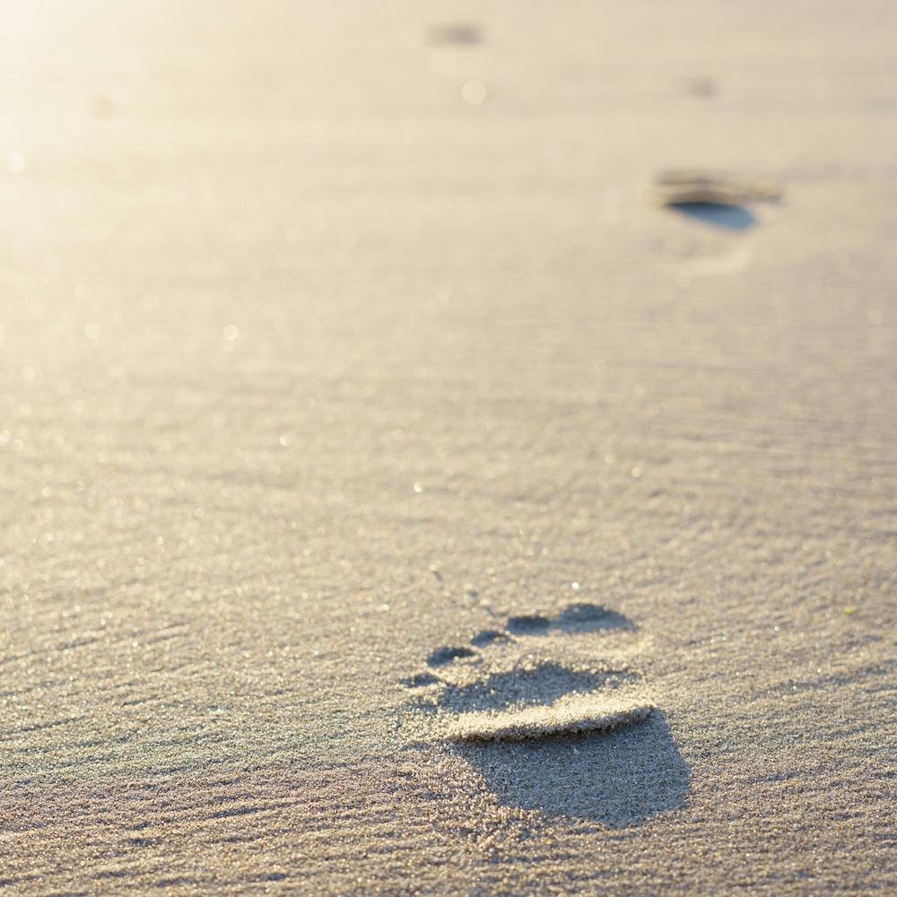 The Footprint In The Sand At The Beach Square