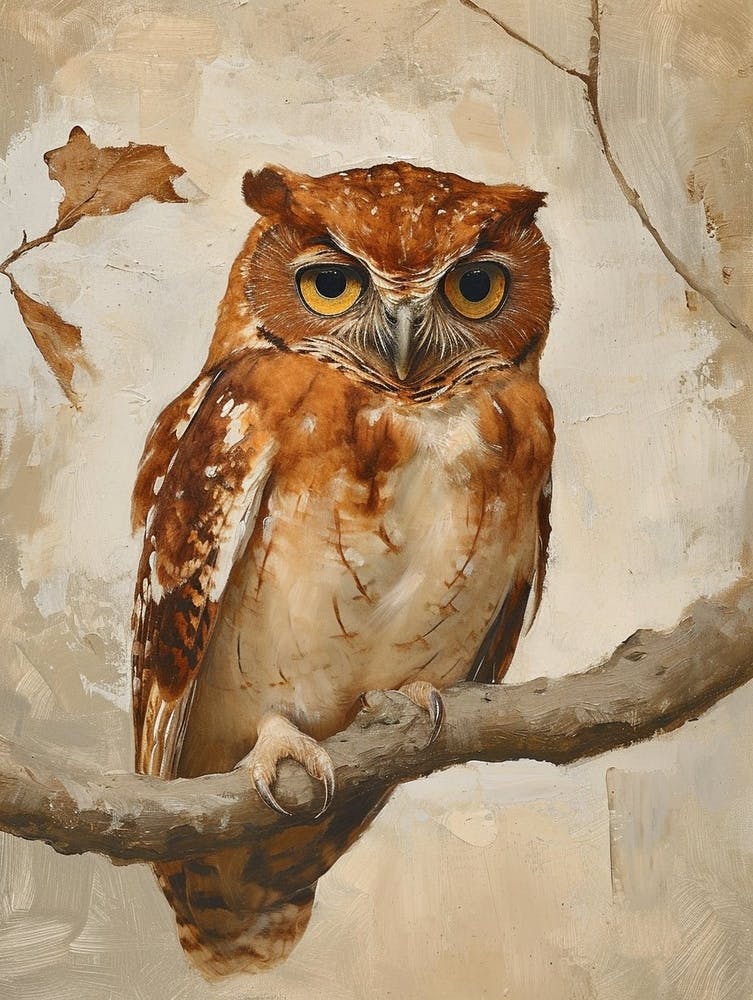 Brown Fish Owl Painting 4