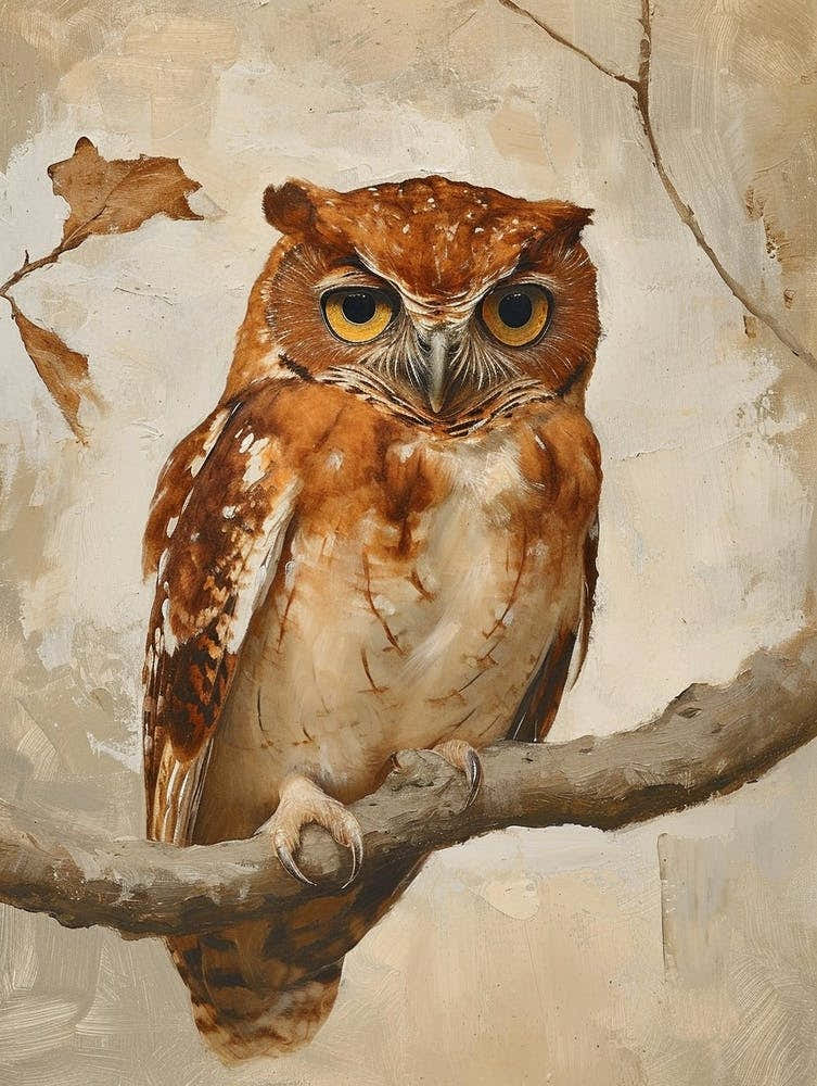 Brown Fish Owl Painting 4